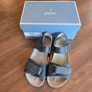Jacadi‎ Paris Foucault Navy Blue Leather Cork Footbed Sandals Kids Size 31 EU